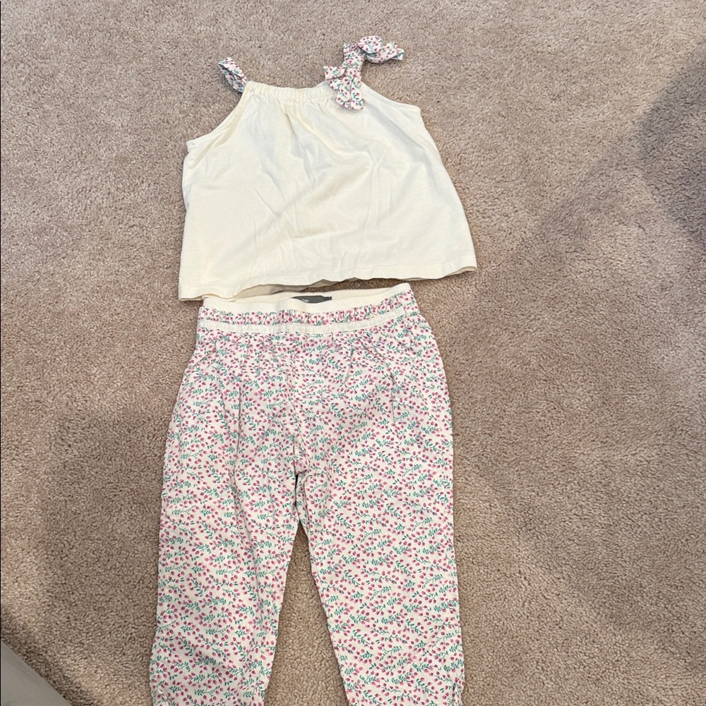 GAP Cream Top with Floral Straps and matching Pants